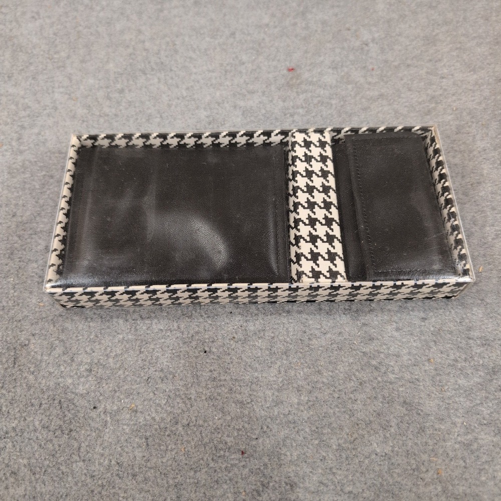 Vintage Mens Wallet and Key Case Gift Set Black Tan Houndstooth Box VG+ - Picture 2 of 6